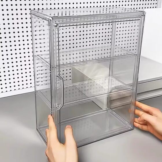 Desktop storage box transparent plastic dustproof large capacity