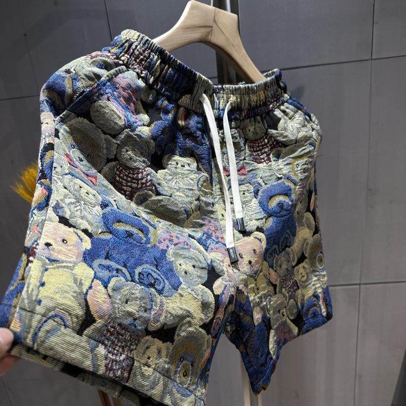 小熊印花短裤男士夏季潮牌宽松休闲显瘦沙滩裤个性百搭花色五分裤,淘宝优惠券,粉丝福利购,淘宝优惠卷