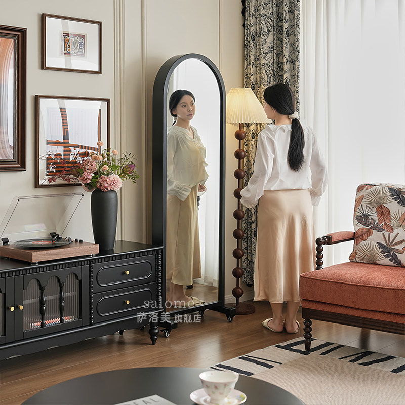 法式实木可旋转移动书架落地置物架多层收纳架客厅靠墙全身穿衣镜,淘宝优惠券,粉丝福利购,淘宝优惠卷