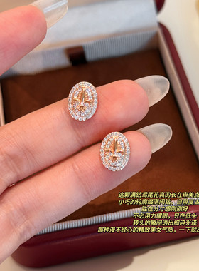 CIX宫廷鸢尾/精致锆石耳钉鸢尾耳饰女硅胶耳夹无耳洞复古耳环气质