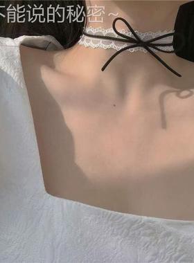 纯欲白色蕾丝绑带项链女choker