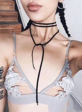 简约银色串珠钛钢抽拉项链女秋冬