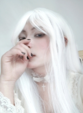 白色十字架翅膀蕾丝项圈女choker