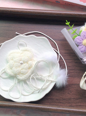 秋冬季高级感白色山茶花项链锁骨