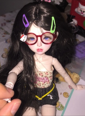 甜酷红色kitty猫咪眼镜吊坠项链女款春夏新款挂脖配饰卫衣链颈链