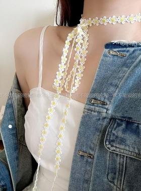 小雏菊花朵丝巾丝带项链180c带腰