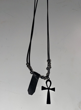 金属十字架吊坠项链辣妹黑色颈链