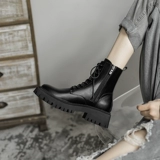 Martens, летние тонкие черные ботинки в английском стиле на платформе, короткие сапоги, коллекция 2022, в британском стиле, подходят для весны и осени