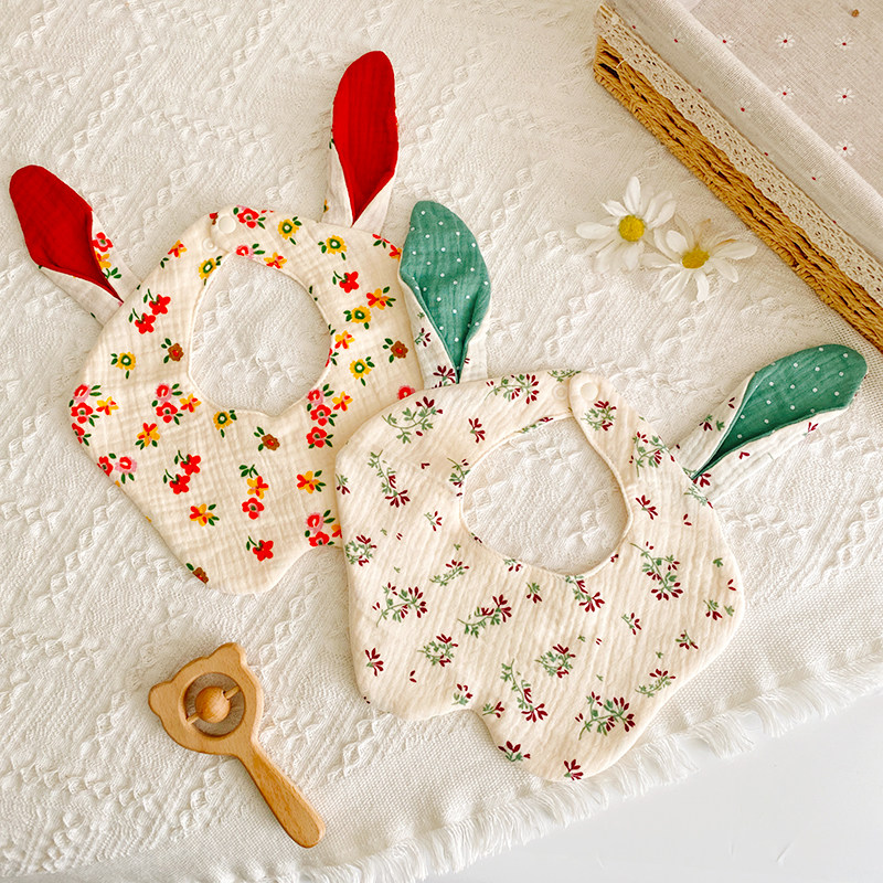 纯棉纱布婴儿围嘴围兜新生儿公主兔耳朵小围嘴口水巾春夏薄款透气,淘宝优惠券,粉丝福利购,淘宝优惠卷