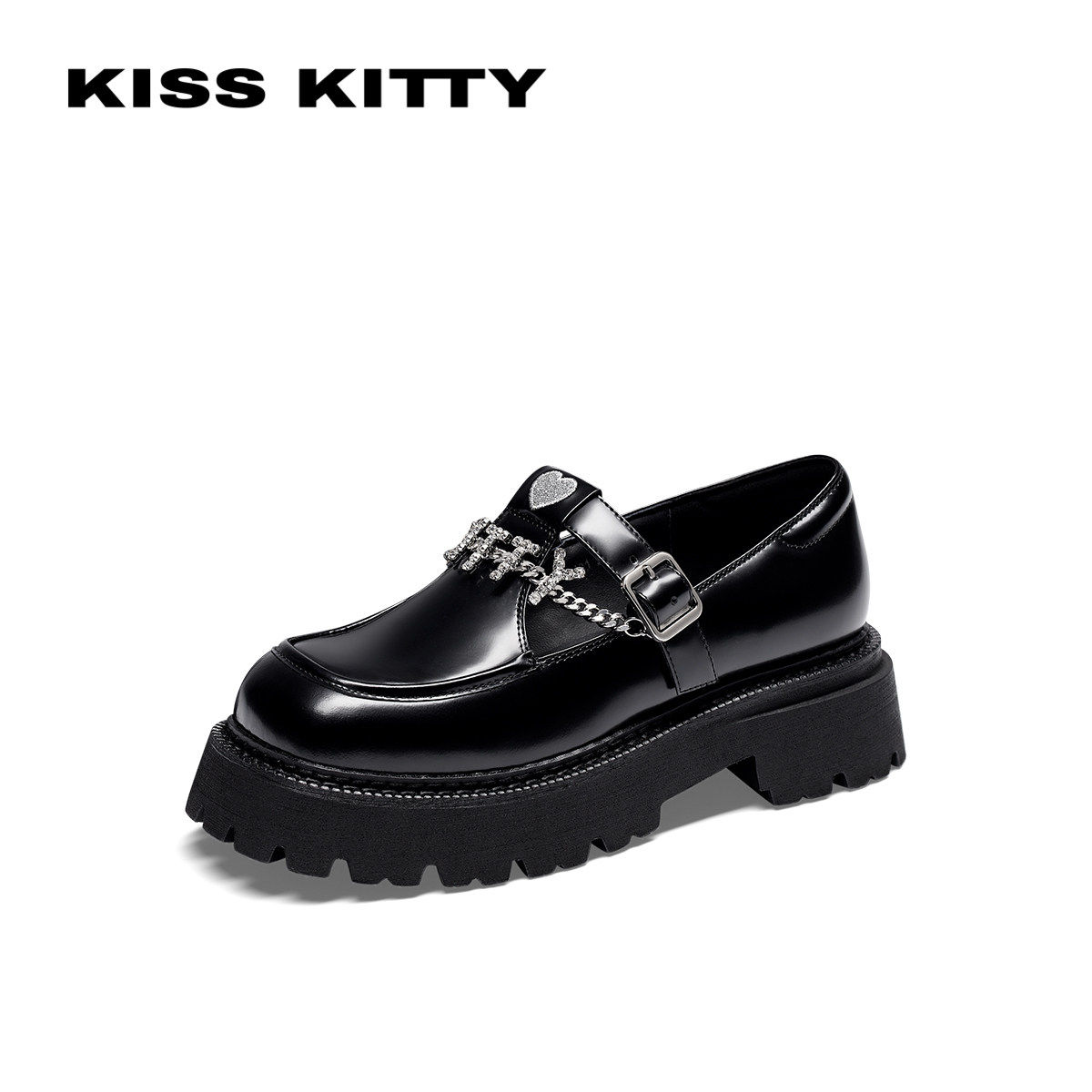 KISSKITTY春秋牛皮玛丽珍鞋厚底增高T字带JK乐福鞋女鞋SA54168-38,淘宝优惠券,粉丝福利购,淘宝优惠卷