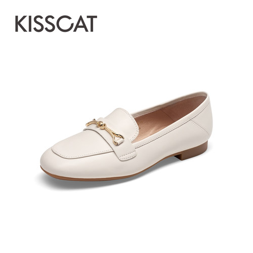 KISS CAT/接吻猫春秋羊皮乐福鞋增高单鞋休闲豆豆鞋女KA43541-52 - 图0