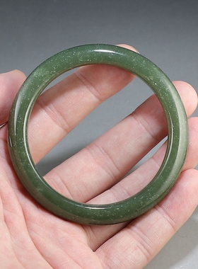 [58口]天然和田玉手镯青玉鱼籽泡女款圆镯 特价+送证书 楼叔孤品