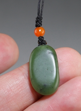 [新品特价]和田玉荷花手机吊坠 新疆碧玉小挂件 楼叔孤品