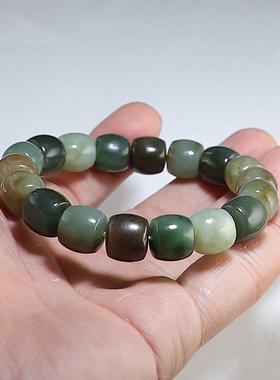 [混搭]和田玉手链 多彩老型珠手串 楼叔孤品