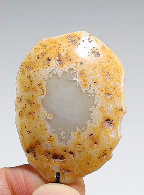 【天然】玛瑙带原皮毛衣链吊坠 水晶矿石切片个性挂件 楼叔