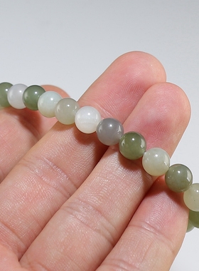 【有瑕特价】和田玉手链 小女生多彩细圆珠手串 楼叔孤品