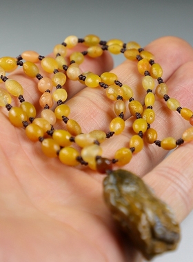 【佛坐心中】天然九眼石页岩原石吊坠配精品戈壁玛瑙珠链楼叔孤品