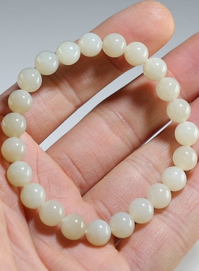 【新品】和田玉手链 卡8圆珠女款手串 楼叔孤品