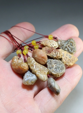 【自已做的】天然戈壁玛瑙原石手机吊坠 筋脉石小挂件 楼叔孤品