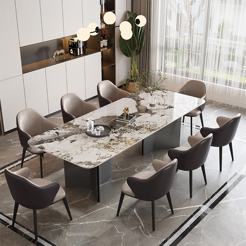 潘多拉岩板餐桌轻奢高端简约现代长方形家用饭桌意式餐桌椅子组合,淘宝优惠券,粉丝福利购,淘宝优惠卷