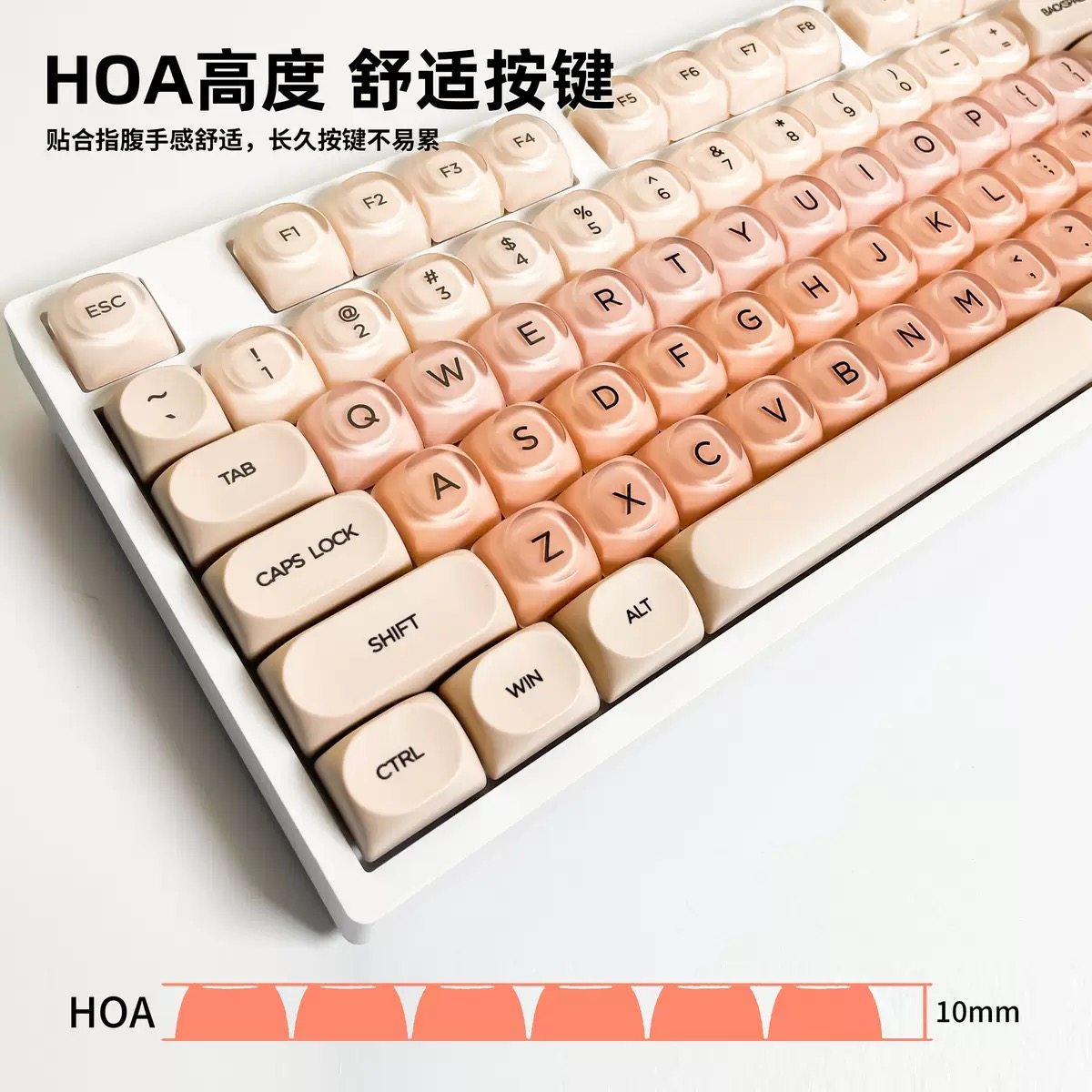 粉底液键帽磨砂PC+PBT粉透 可爱圆润适配罗技K98M/S 洛菲机械键盘 - 图0