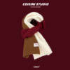 Japanese dopamine contrast color wool scarf for women in autumn and winter