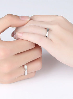 新款精工s925纯银戒指心相依情侣开口对戒可调节纯银戒指纯银对戒