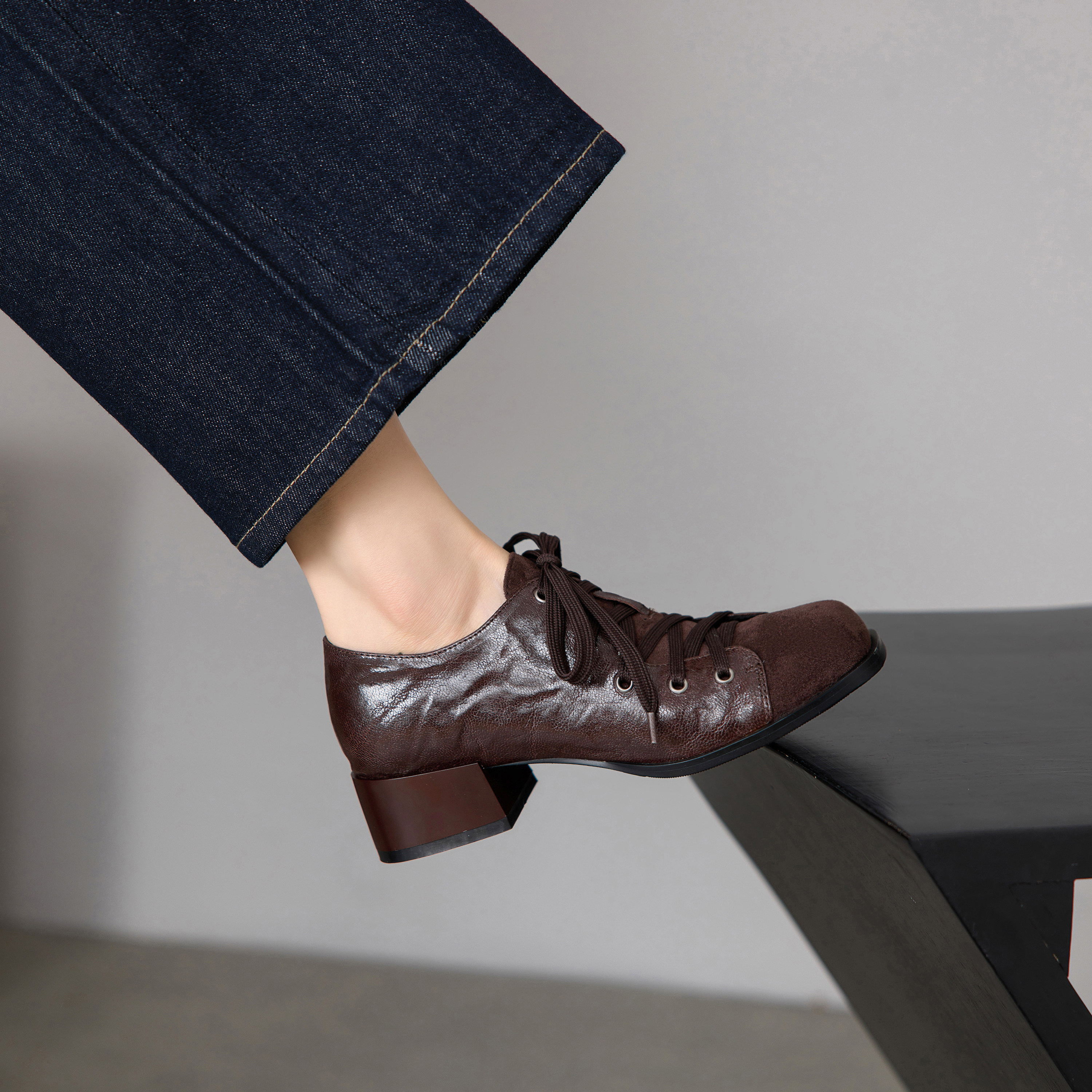 lorem香港 26早春新款复古单鞋羊皮粗跟系带简约百搭时尚深口女鞋,淘宝优惠券,粉丝福利购,淘宝优惠卷