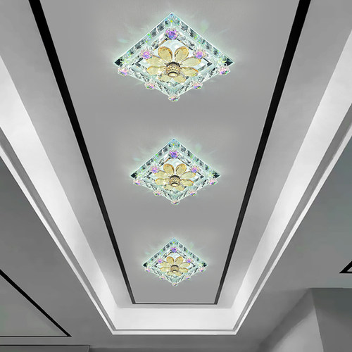 2025新款过道灯走廊灯玄关灯入户灯LED正方形水晶嵌入式射灯简约 - 图1