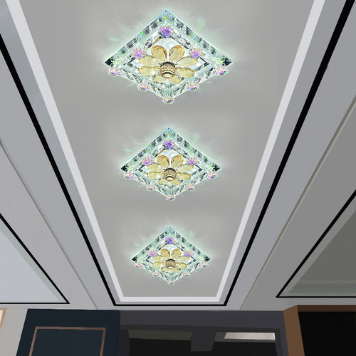 2025新款过道灯走廊灯玄关灯入户灯LED正方形水晶嵌入式射灯简约 - 图3