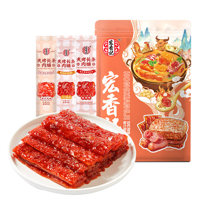 宏香记长条蜜汁猪肉脯手撕肉脯肉干熟食猪肉条休闲食品解馋小零食