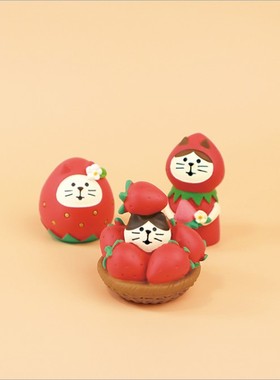 草莓甜心主题场景可爱萌日式迷你拍照日式猫ZAKKA道具摆件