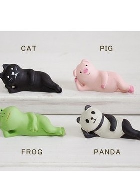 装饰摆件杂货zakka侧卧黑猫青蛙