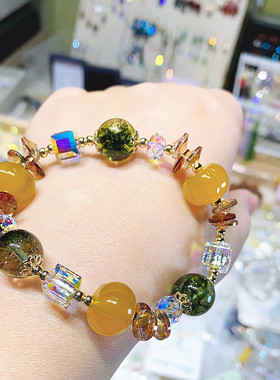 奥地利水晶饰品南瓜珠玉髓手链