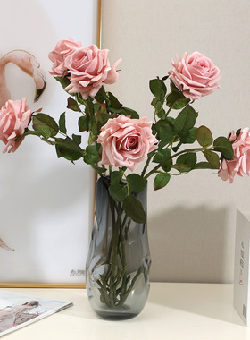 复古秋色高级感逼真手感保湿玫瑰花仿真花家居客厅装饰假花摆件