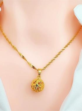 香港真金色沙金项链女吊坠不掉色