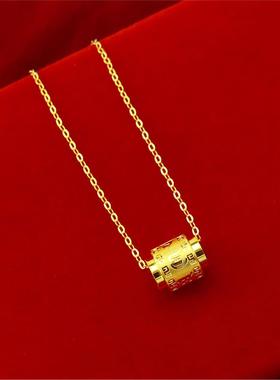 路路通六字真言招财沙金项链吊坠