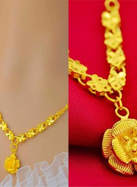 网红轻奢黄金色锁骨链仿真金项链