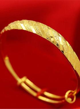 越南沙金金色实心手镯送女友礼物