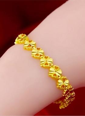 香港正品沙金手链女款玲珑珠手串