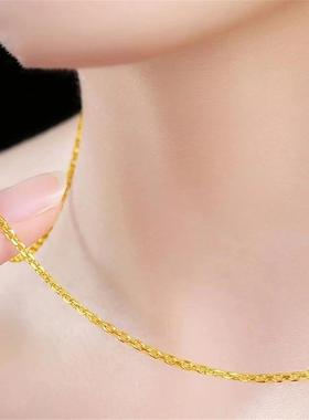 香港真金色金项链女款O字锁骨链