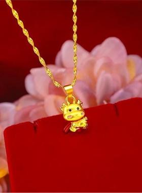 香港时尚黄金色女士项链沙金吊坠