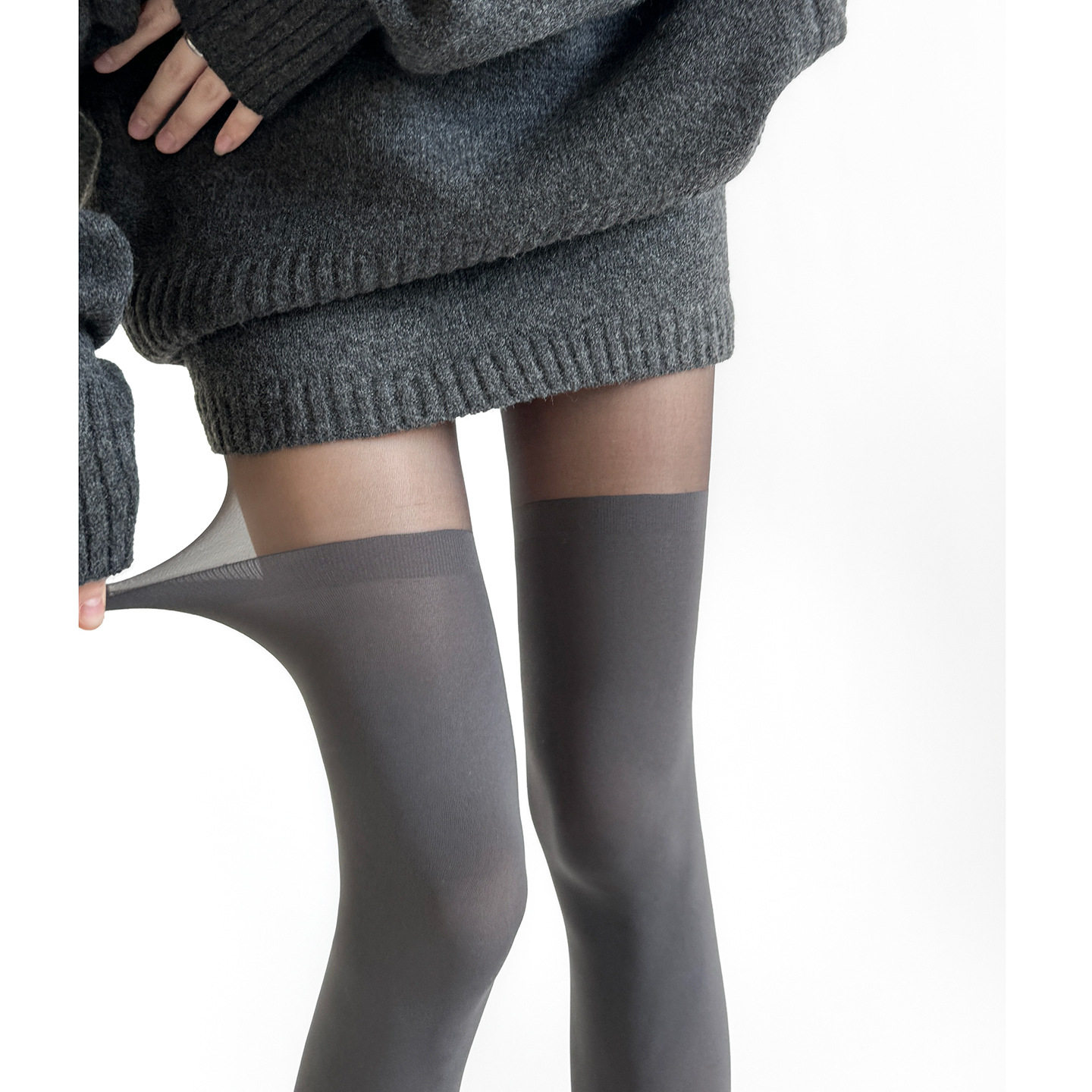 春秋冬120D天鹅绒拼接丝袜假高筒ins性感JK小腿过膝美腿袜连裤袜,淘宝优惠券,粉丝福利购,淘宝优惠卷