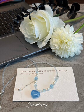 原创施华洛加海蓝宝手链女款单圈简约百搭饰品礼物送女友闺蜜