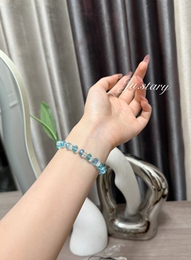 原创施华洛设计款式海蓝色高级大气显白百搭款礼物