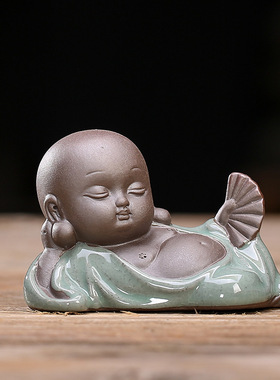 禅意哥窑李白陆羽陶瓷装饰摆件
