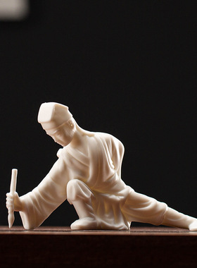 白瓷诸葛亮李白唐伯虎陆羽摆件