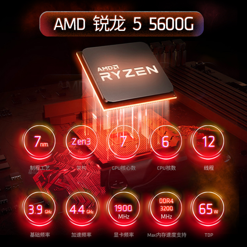 AMD锐龙R5 5600G散片+华硕A520微星B550迫击炮主板CPU套装板U套装-图2