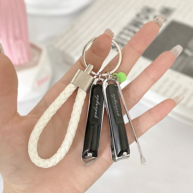新款编织绳钥匙扣指甲剪耳挖套装平口斜口指甲刀多功能钥匙ins风,淘宝优惠券,粉丝福利购,淘宝优惠卷