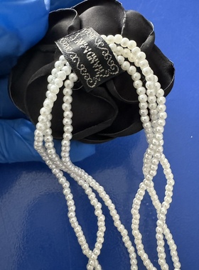 纯原韩国单.出口结余.立体礼服小黑花朵珍珠颈链项链.第一街外贸